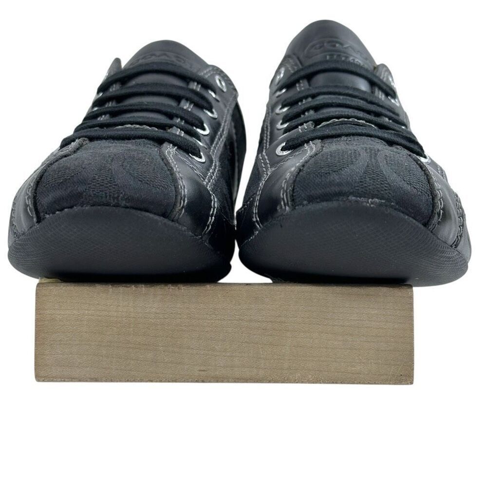 Coach Suee Black Monogram Canvas/Leather Lace-up Comfort Sneakers Size 6.5 - Picture 6 of 9